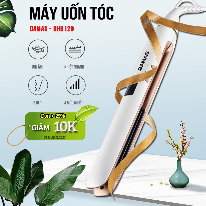 Máy Uốc Tóc Đa Năng Kết Hợp Duỗi Và Là Tóc 3 in 1 Damas D6120 - Thiết Kế Sang Trọng Cao Cấp Với 4 Mức Tạo Kiểu Thông Minh - Hàng Chính Hãng