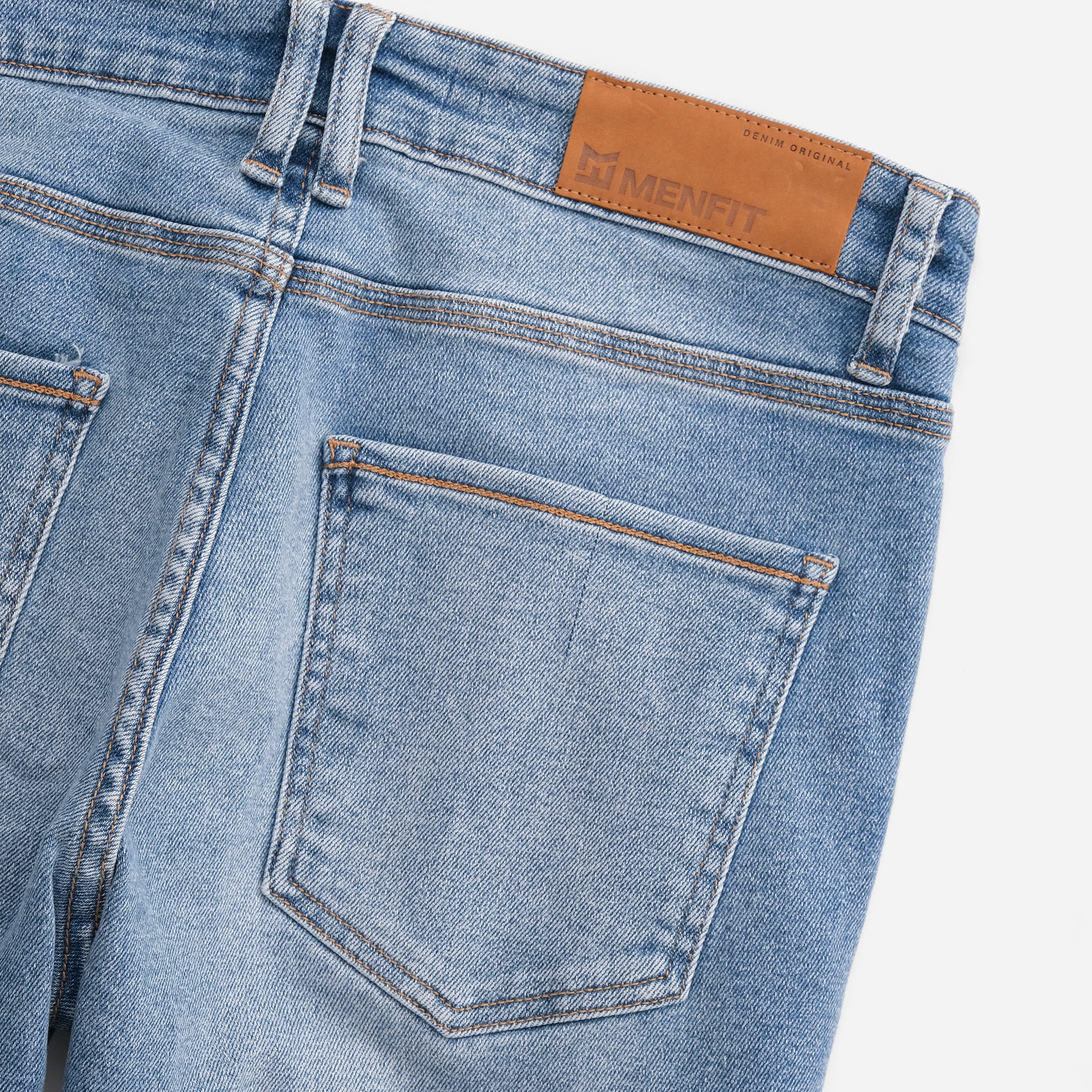 Quần jean nam xanh cao cấp MENFIT 0524 chất denim co giãn nhẹ 2 chiều, chuẩn form, thời trang