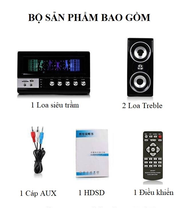 Dàn Loa Bluetooth SM.6700 Hỗ Trợ Hát Karaoke, Cáp AUX