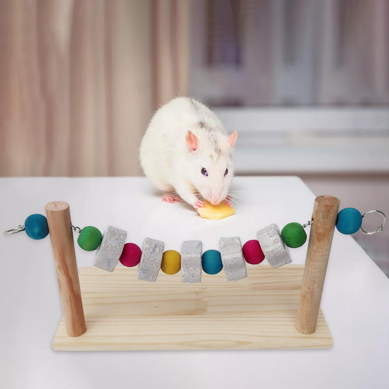 Grinding Block Chew Toy Perching Play Climbing Platform Wooden Playground Bird Stand Molar Stone for Rabbits Rat Gerbil Chipmunk Chinchilla