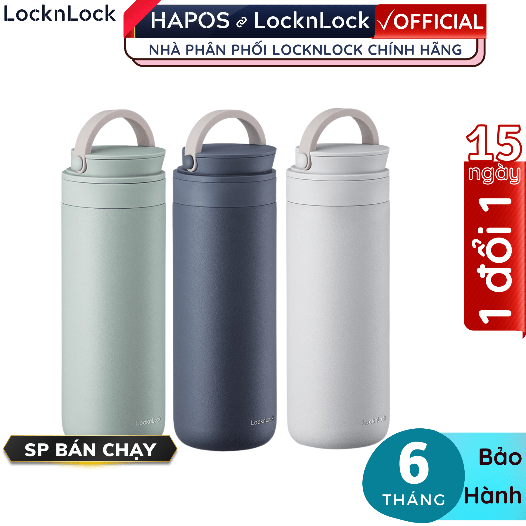 Bình giữ nhiệt LocknLock 475ml Metro Two Way có quai xách LHC4274 màu navy - Hapos