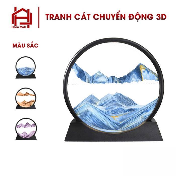 Tranh cát lún chuyển động 3D, tranh thủy tinh HSON nghệ thuật trang trí để bàn decor làm việc làm quà tặng cao cấp