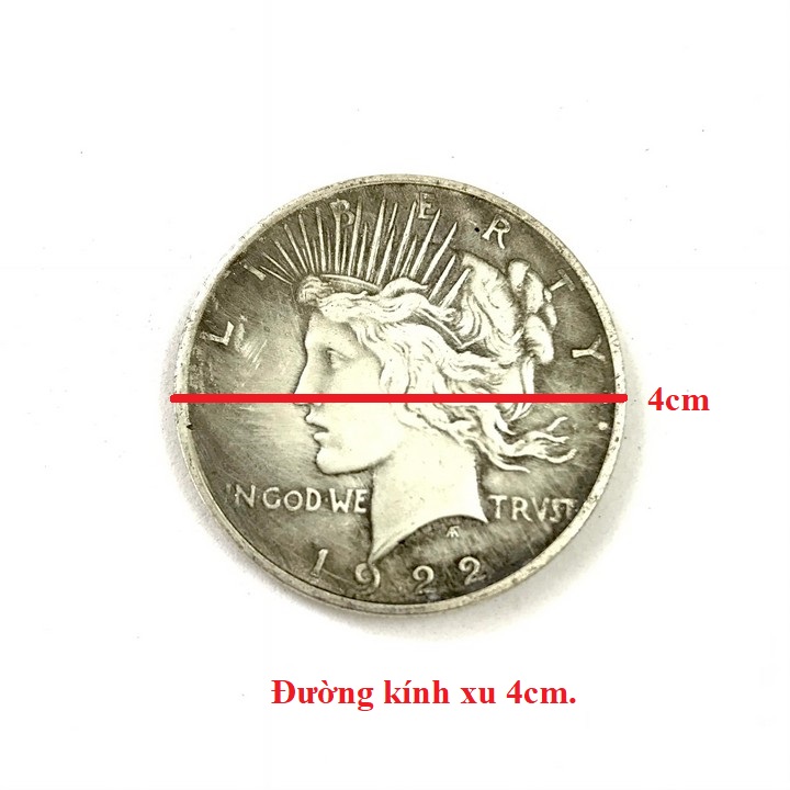 Xu USA - Mỹ 1 Dollar 1922 FAKE Dùng để sưu tầm, làm quà lưu niệm, làm đồ thủ công mỹ nghệ, kích thước 4cm, màu đồng cổ - TMT Collection - SP005303