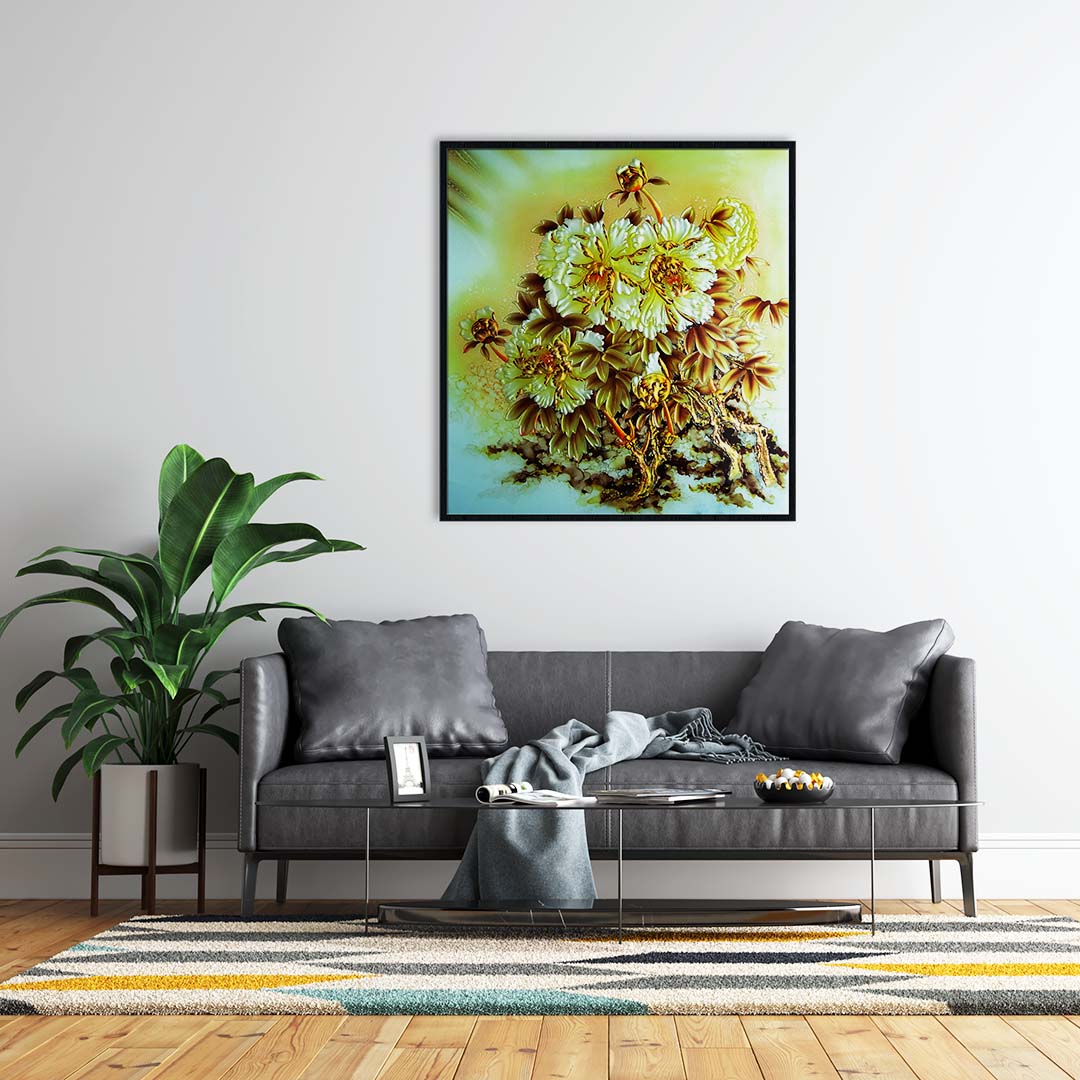 Tranh Canvas treo tường hoa hồng vàng nở rộ khoe sắc - BH016