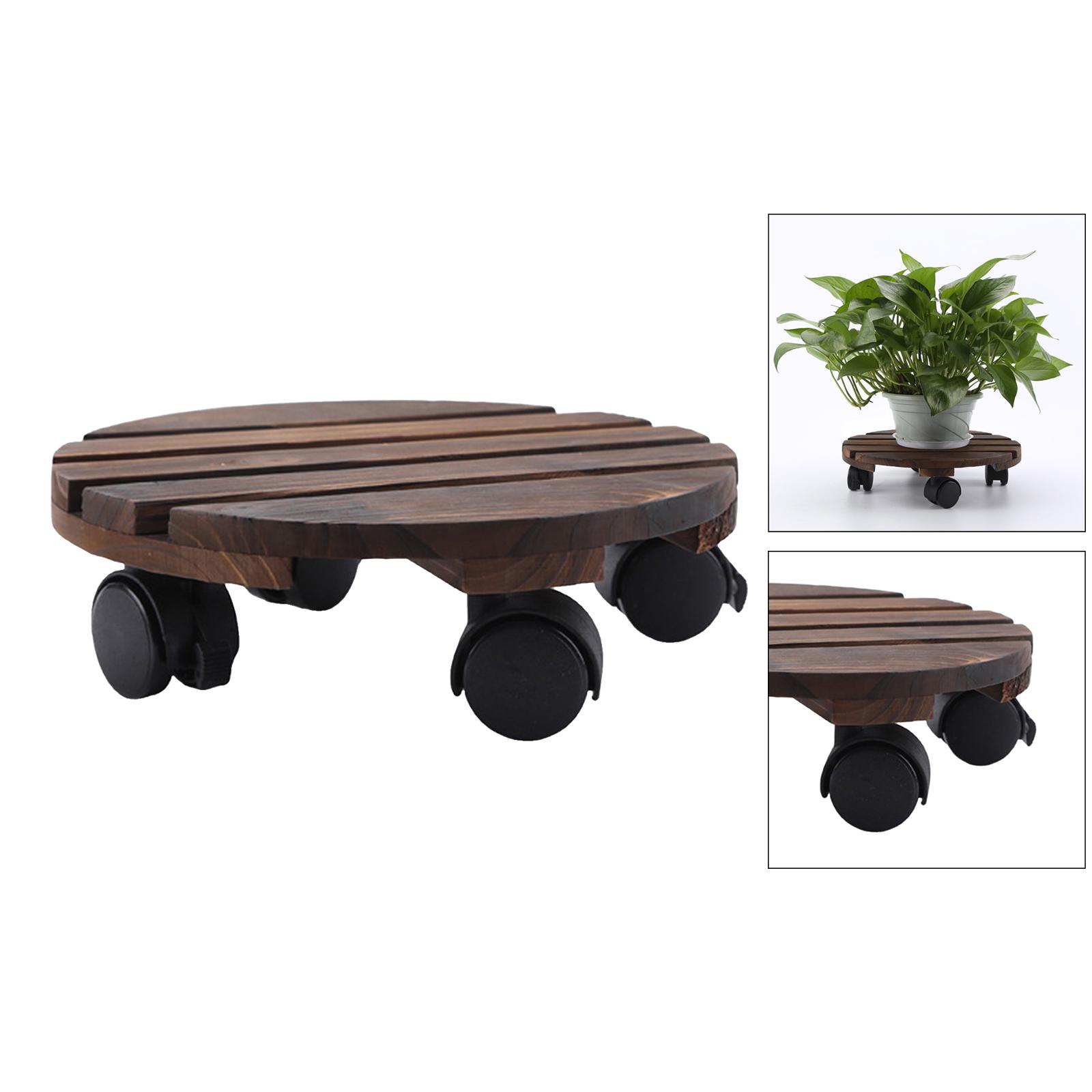 2X Rolling Plant Stand Caddy Round Flower Pot Trolley Stand With Wheels 35cm