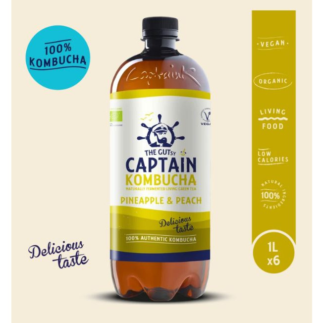 Trà KomBuCha Hữu Cơ Vị Đào Dứa GUTsy CAPTAIN