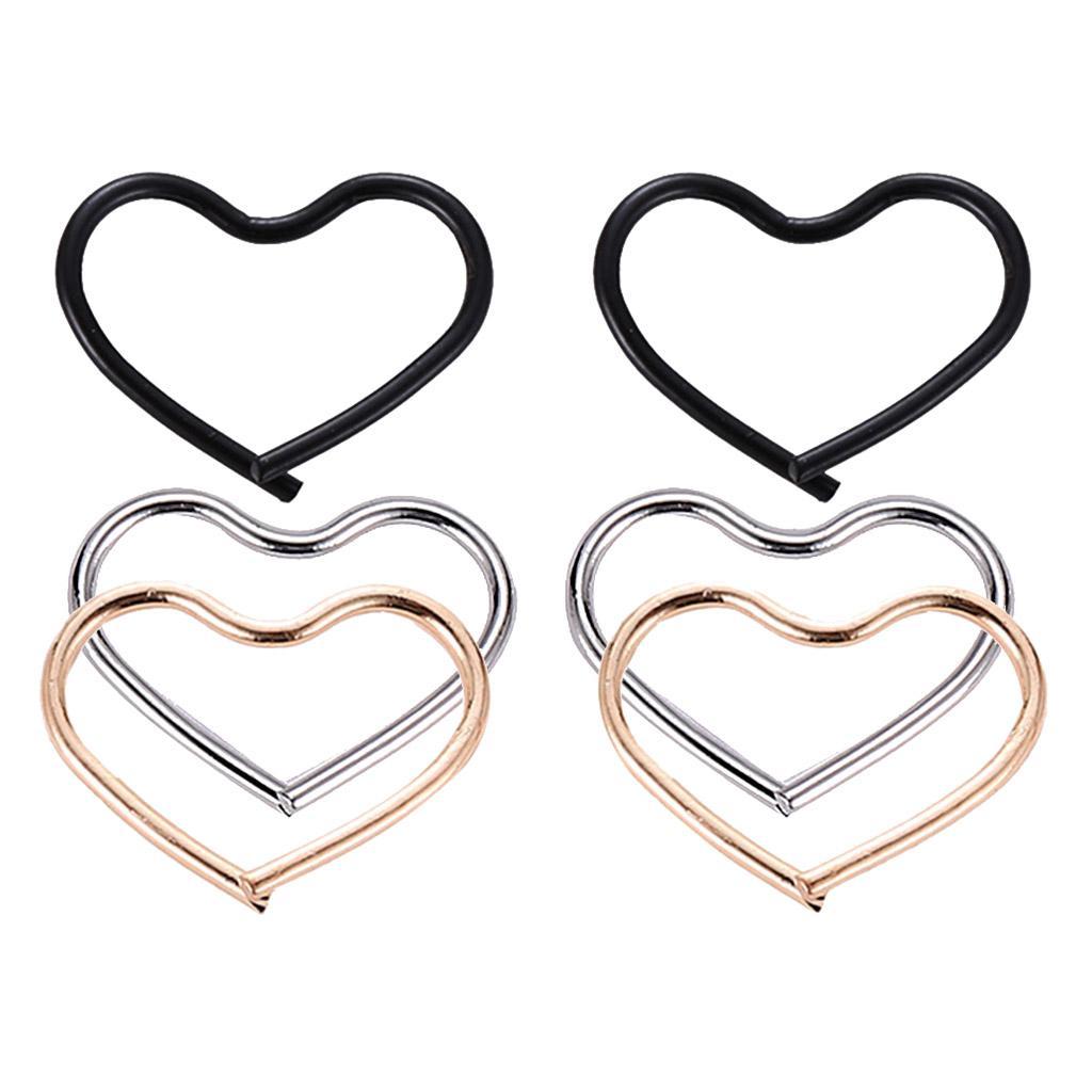 Alloy Ear Stud Rings Heart-Shaped Piercing Body Jewelry Ear Hoop