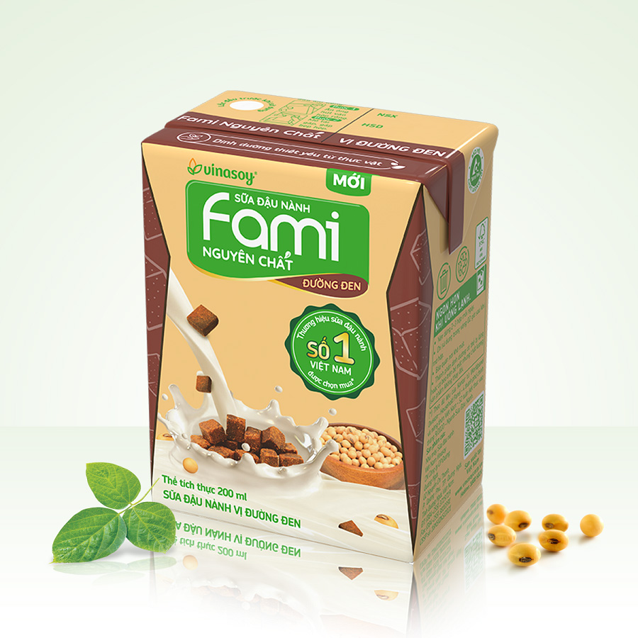 Thùng Sữa Đậu Nành Fami Nguyên Chất Vị Đường Đen