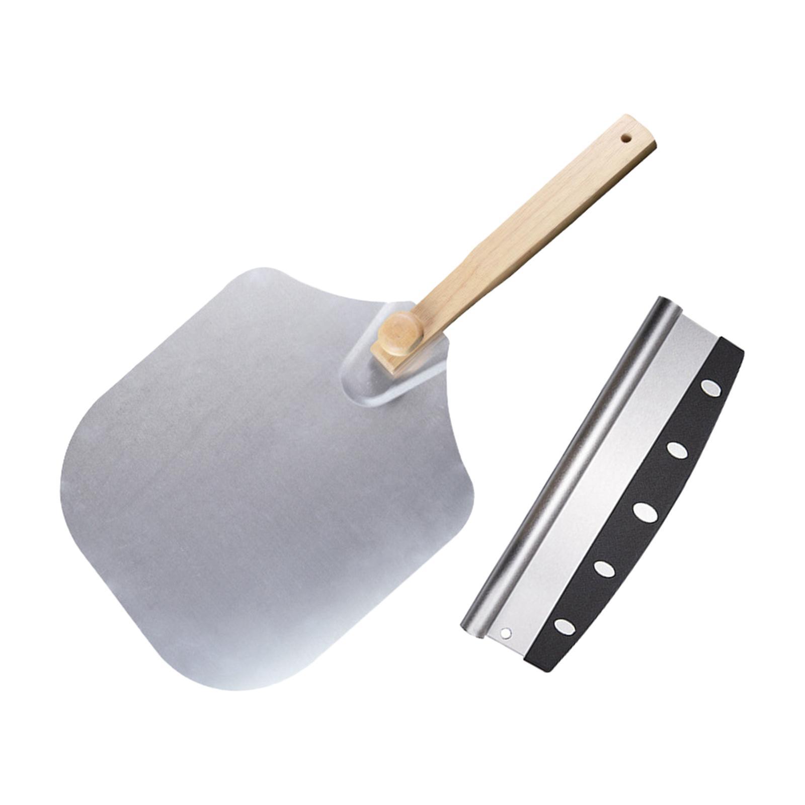 Pizza Peel Pizza Paddle with Cutter, 12 inch Width Wooden Handle Pizza Spade, Pizza Oven Accessory for Bread, Burgers, Cakes, Restaurant Condo