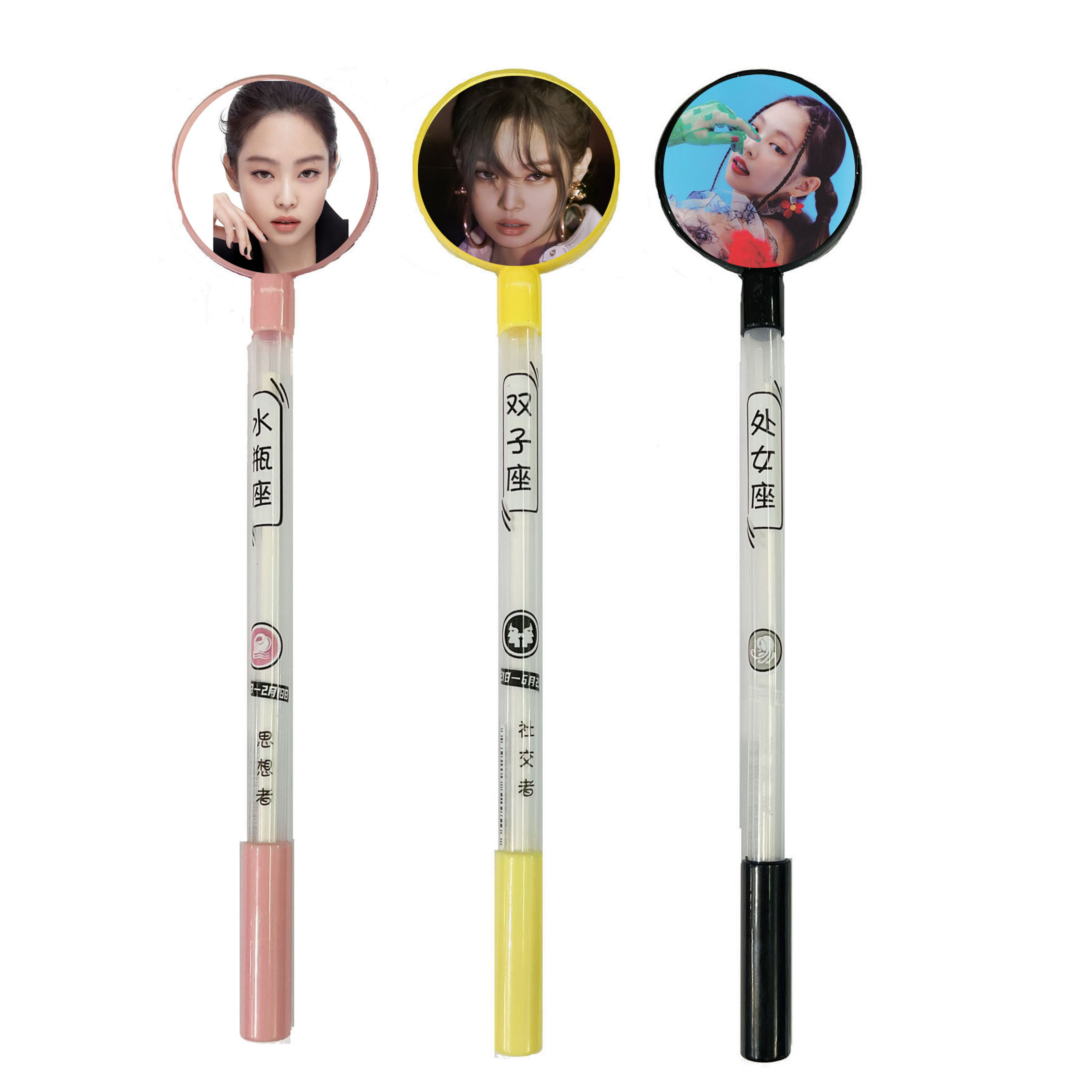 Set 3 Bút bi nước đầu tròn ảnh 2 mặt BLACKPINK và thành viên, KPOP