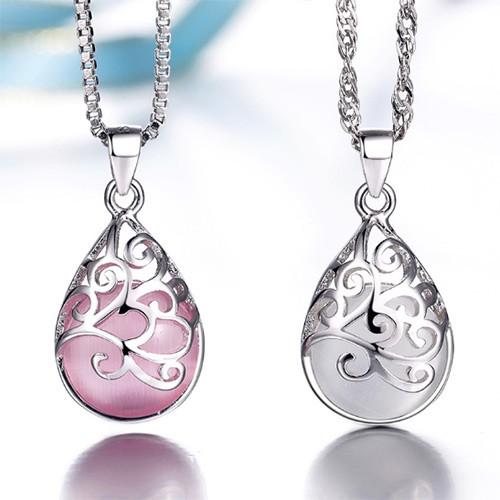 Bộ trang sức Dây chuyền Bông tai đá nhân tạo hình giọt nước BHB42