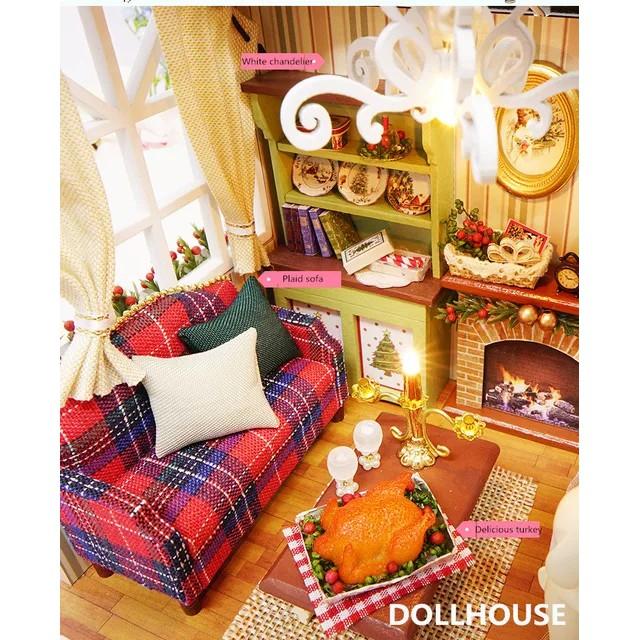 Nhà búp bê DIY Doll House_ HOLIDAY TIME_CÓ MICA+ KEO + DỤNG CỤ