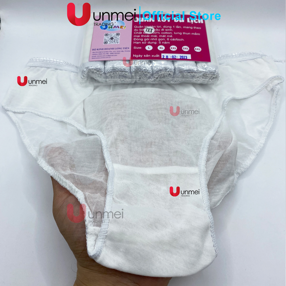 Set 6 Quần Lót Giấy Cotton UNMEI Dành Cho Nữ Dùng 1 Lần, Cho Mẹ Bầu, Sinh Viên Học Quân Sự, Đi Du Lịch, Chất Hàng Mịn, Thông Thoáng