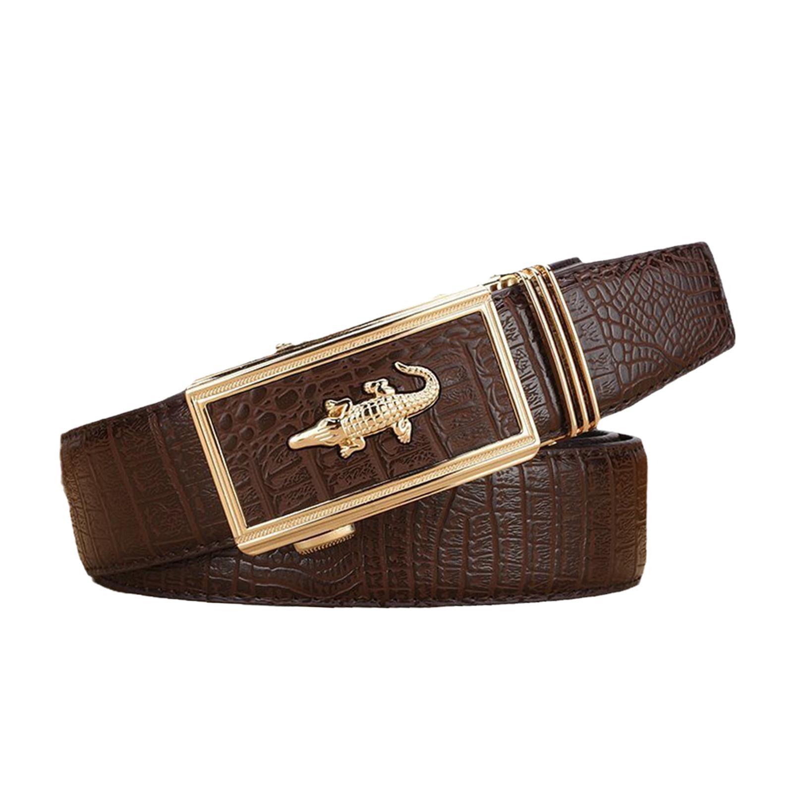 Men Belt Slide Ratchet Belt Adjustable Fashion Decorative PU Leather 120cm Casual Belt Work Belt for, Shirt, Pants, Wedding, Party