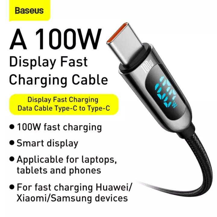 (Hàng chính hãng) Bộ Sạc Baseus PD 100W USB Loại C Màn Hình LED Hiển Thị Sạc Nhanh Cho Huawei Samsung Xiaomi 11 Cho Máy Tính Xách Tay