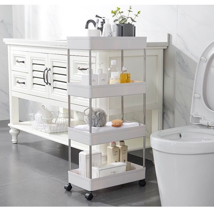 Kệ đẩy đựng đồ đa năng 4 tầng có bánh xe xoay 360 độ dành cho nhà tắm, nhà bếp, xe đẩy chuyên dụng spa G400-Keday-4T