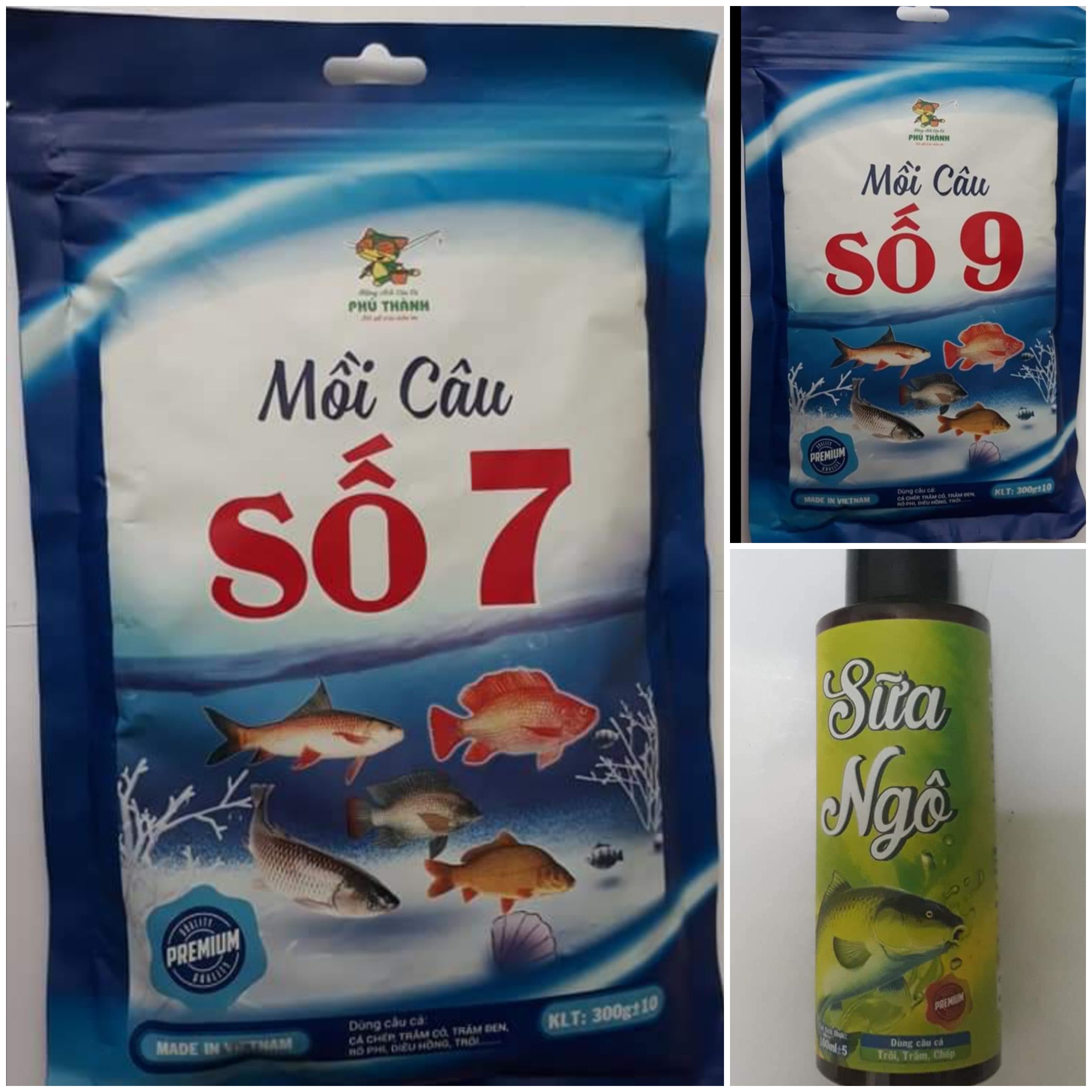 Combo gồm Mồi số 7,9 và Tinh Mùi Sữa Ngô _ Bộ 3 kết hợp hoàn hảo của Hãng Phú Thành