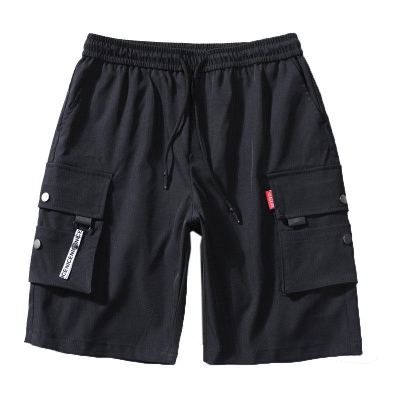 Quần Short Kaki Túi Hộp khóa dây nai nam - Sọt Lững Kiểu Dáng Thể Thao Unisex một Màu Đen 04x.