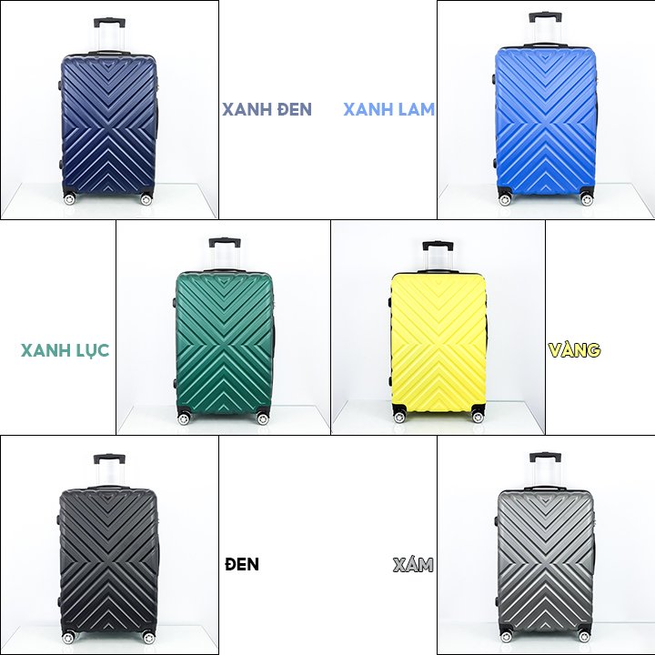 Vali du lịch mẫu trơn chất liệu nhựa pc+abs có size to giá rẻ