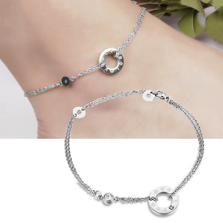 Lắc chân titan mặt tròn siêu xinh WLC554T