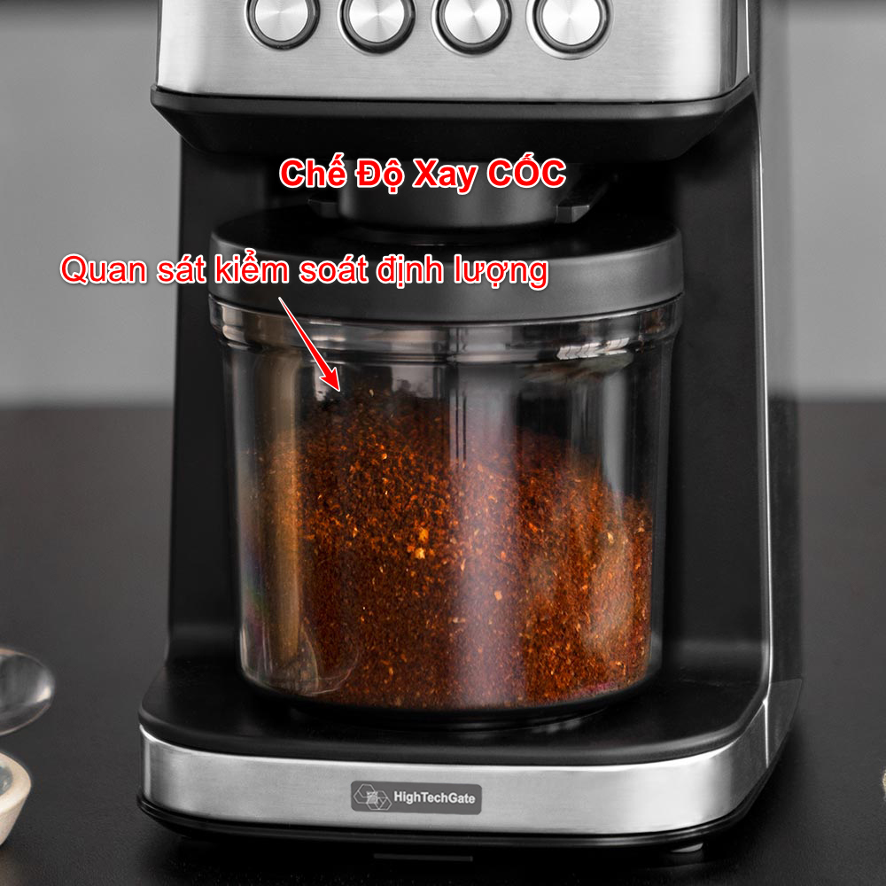 Máy Xay Cà Phê G5 HIGH TECH GATE CG05 Xay Hạt Cafe Pha Espresso, 31 Cấp Độ Xay Từ Thô Đến Mịn, Để Bàn Nhỏ Gọn, Giá Đỡ Tay Cầm 51mm và 58mm Tiện Lợi, Hàng Chính Hãng