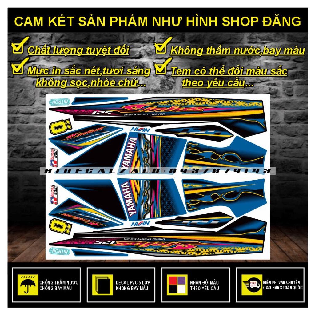 TEM RỜI SIRIUS MẪU HOA VĂN KẼM GAI PHỐI MÀU XANH ĐEN - BI DECAL