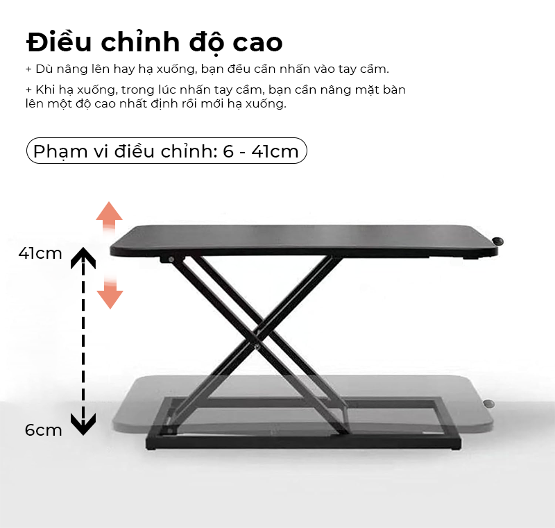 Bàn nâng hạ 2 tầng điều chỉnh chiều cao, bàn làm việc đứng gấp gọn thông minh - GN72