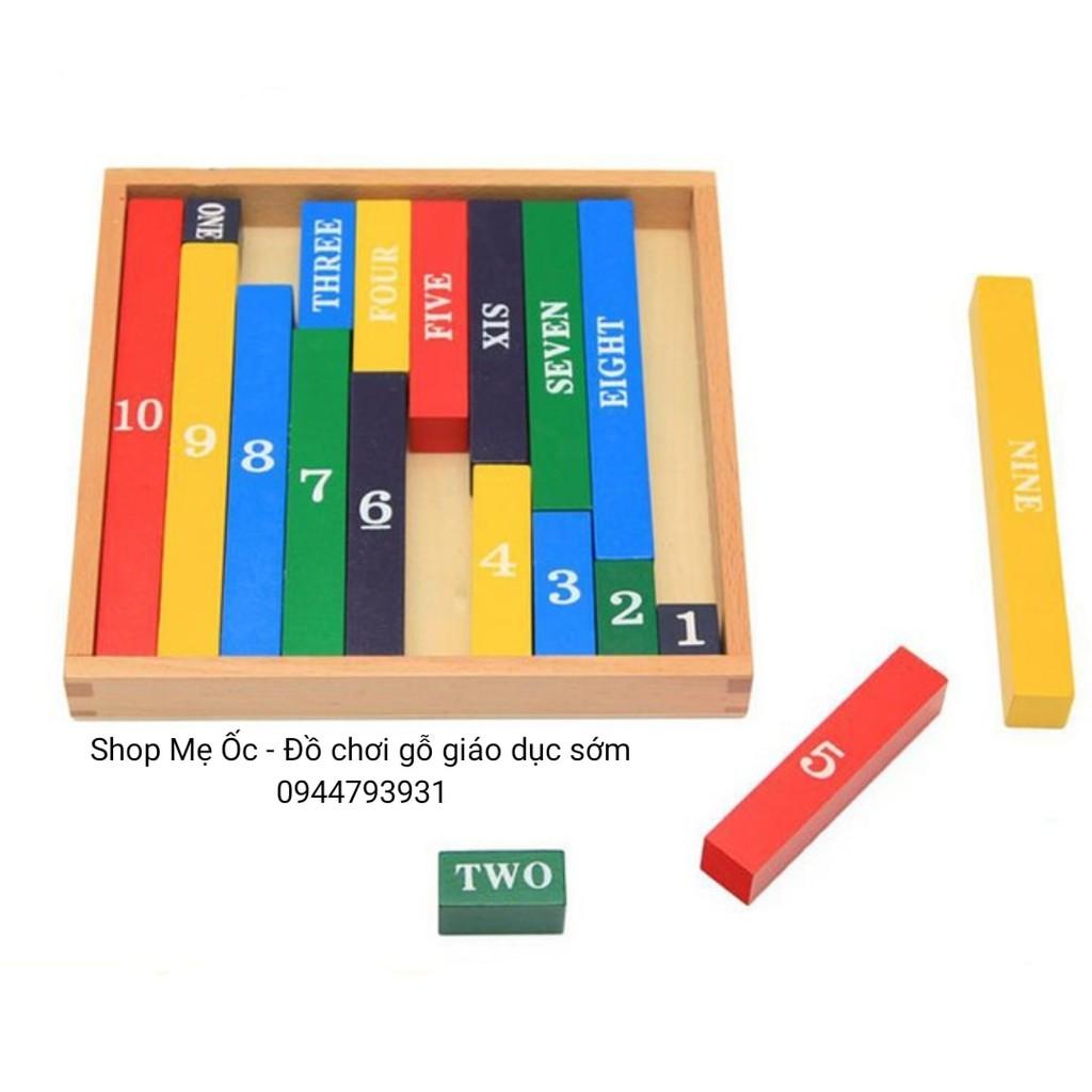 Giáo cụ Montesori _Thanh màu số học và công trừ phạm vi 10_Mini Small Numerical Rods