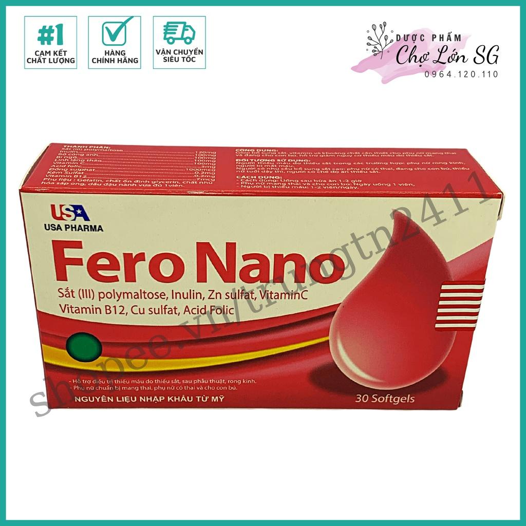 Viên uống bổ máu FERO NANO bổ sung Sắt, Acid Folic giảm tình trạng thiếu máu - Hộp 30 viên