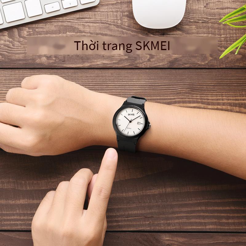 Đảm bảo chất lượng skmei xu hướng thời trang lưới màu đỏ nhỏ đồng hồ thạch anh màu trắng mỏng không thấm nước nữ sinh viên phiên bản Hàn Quốc đồng hồ quy mô đơn giản