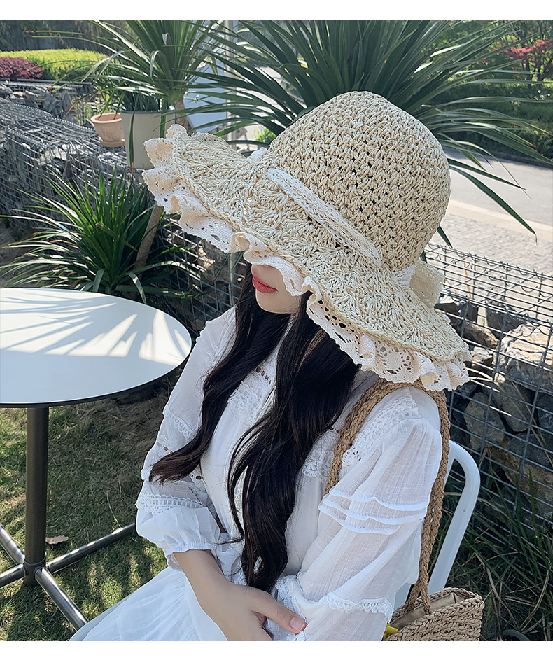 Mũ nón đi biển rộng vành chống nắng phối ren là sản phẩm hoàn hảo để bảo vệ da và tóc khỏi tác hại của tia UV dona2505211