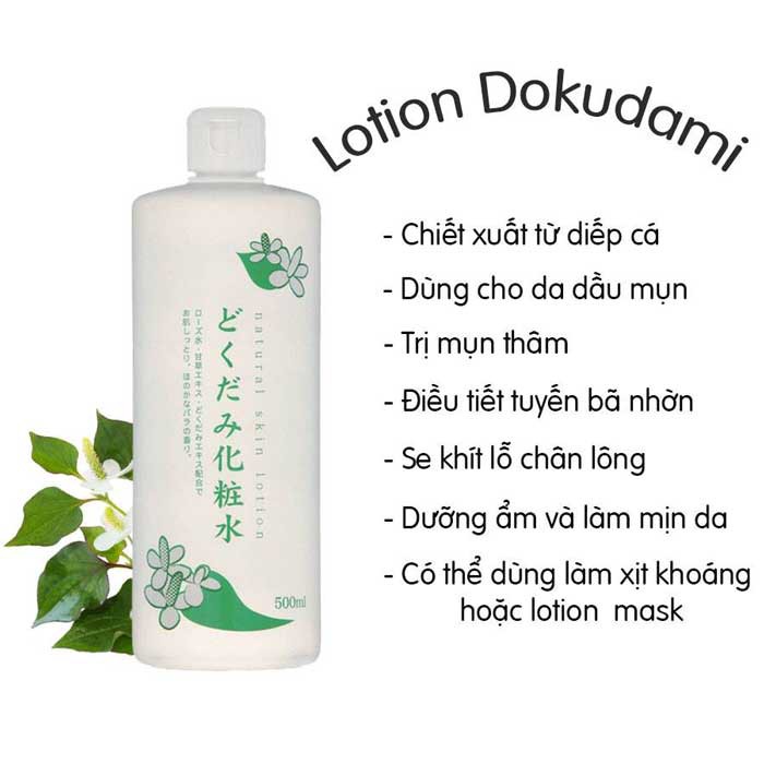 Toner Nước hoa hồng diếp cá Dokudami Natural Skin Lotion Nhật 500ml( không xuất hóa đơn đỏ- không có tem phụ )