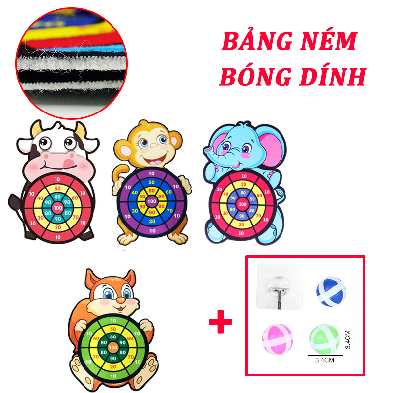 Bảng ném bóng dính cho bé - Con vật ngẫu nhiên