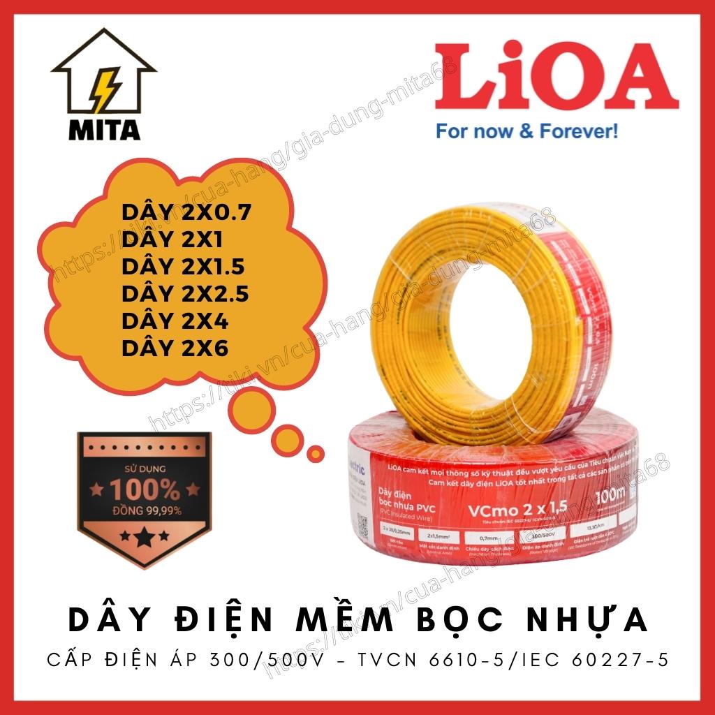 [Bán theo mét] Dây điện đôi mềm LiOA Vcmo 2x0.7, 2x1, 2x1.5, 2x2.5, 2x4, 2x6 - MITA