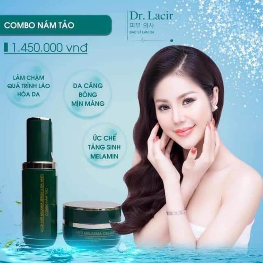 Combo gồm Kem + Serum Nám Tảo La'luxxy Dr Lacir Giúp Giảm Thâm Nám Tàn Nhang, Ức Chế Sản Sinh Melanin, Giảm Quá Trình Lão Hóa (Tặng Mặt Nạ Thủy Tinh) - KN Beauty Cosmetics