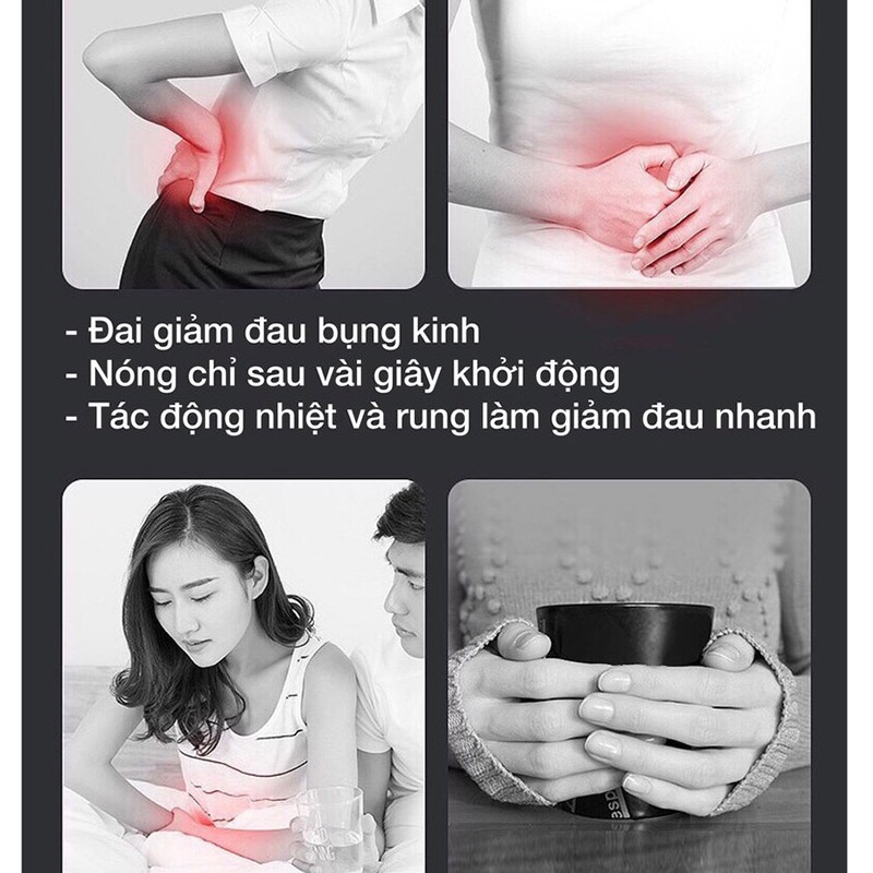 Đai Massage Làm Ấm Bụng Giảm Đau Bụng Đau Lưng Cho Phụ Nữ Đến Kì, Đai Chườm Nóng Giảm Đau Bụng Kinh