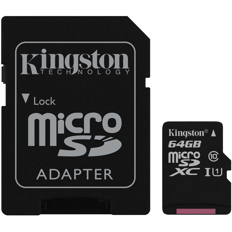 Thẻ Nhớ Micro SD Kingston 64GB SDHC Class 10 Kèm Adapter - Hàng Chính Hãng