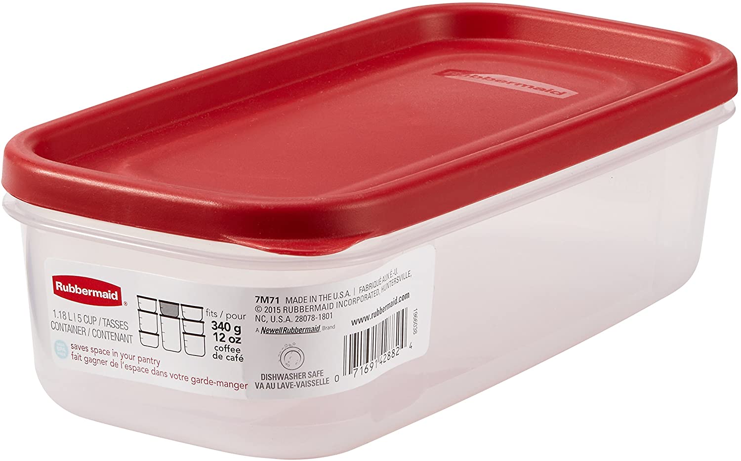 Hộp đựng đồ khô nguyên sinh nhựa nắp đỏ Rubbermaid USA size 1.18ML