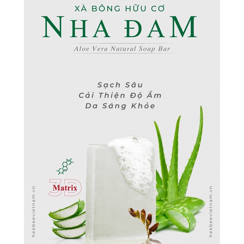 Xà Bông Rửa Mặt Hữu Cơ Nha Đam Heebee Dưỡng Ẩm, Chống Lão Hóa – Aloe Vera Natural Soap Bar 100gr