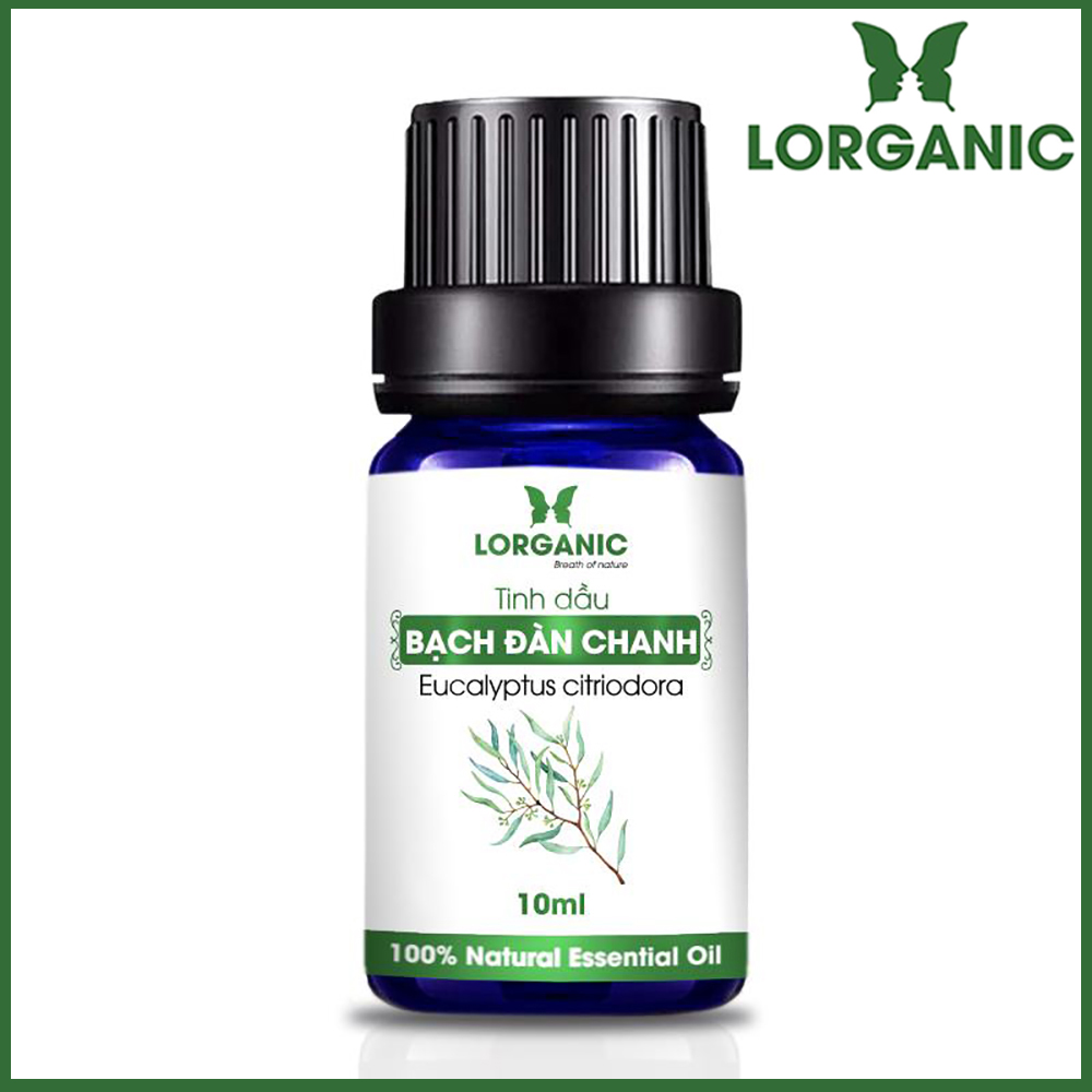 Tinh dầu bạch đàn chanh Lorganic Eucalyptus citriodora 10ml hương thơm tươi mát, tinh dầu thiên nhiên nguyên chất xông phòng, thư giãn tinh thần, đuổi muỗi và côn trùng, khử mùi hiệu quả, thích hợp dùng với đèn xông và máy khuếch tán.