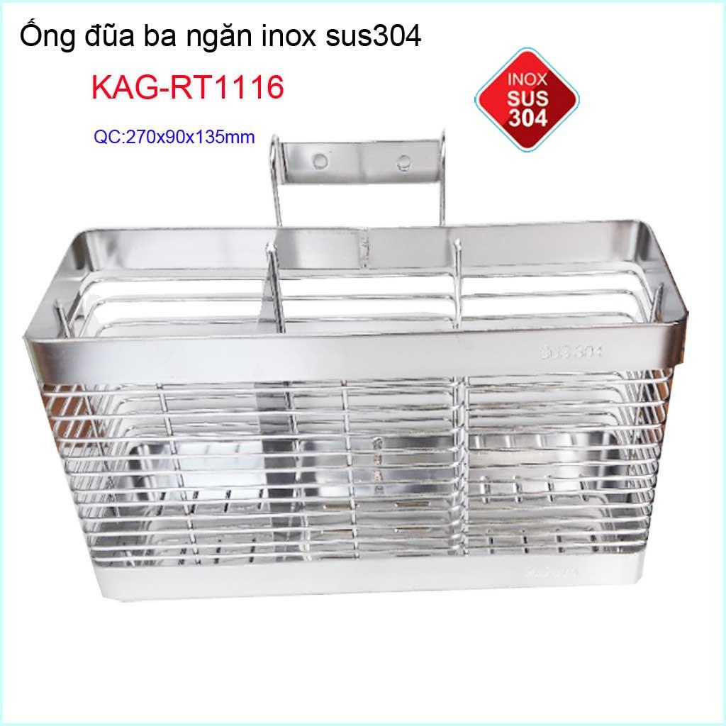 Ống đũa 3 ngăn KAG-RT1116 , kệ đũa 3 ngăn ống đựng đũa nhà bếp Inox SUS304 siêu bền giá tốt sử dụng tốt