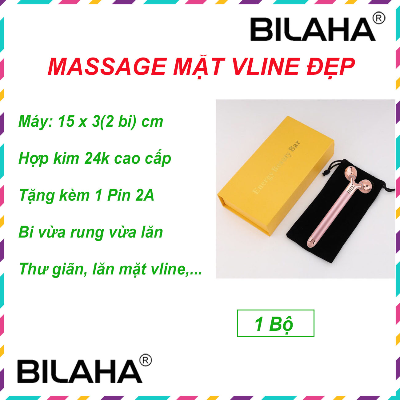 Máy massage mặt 2 bi lăn, cây lăn mặt nâng cơ trẻ hóa làn da, chống nhăn chống nếp