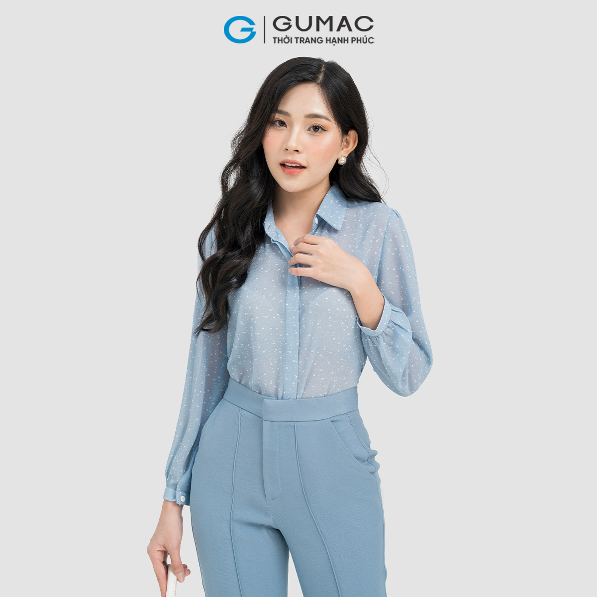Áo sơ mi tay nhún GUMAC AD04002