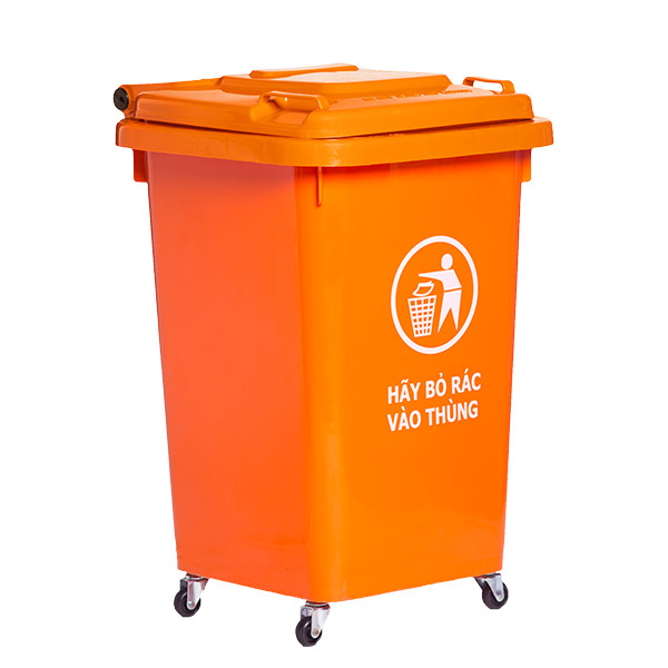 Thùng rác nhựa 60L màu cam