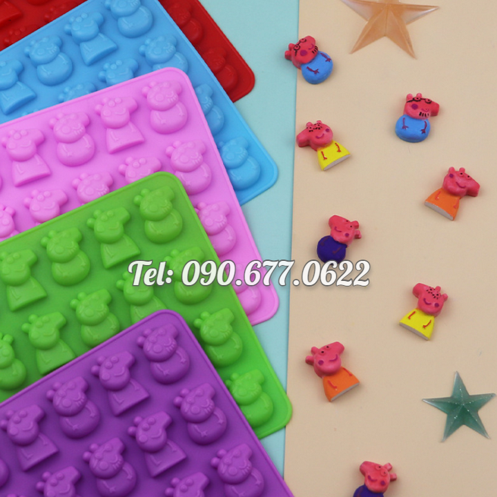 Khuôn silicone làm rau câu, kẹo dẻo, socola 32 heo con Peppa Cute - Mã số 1118