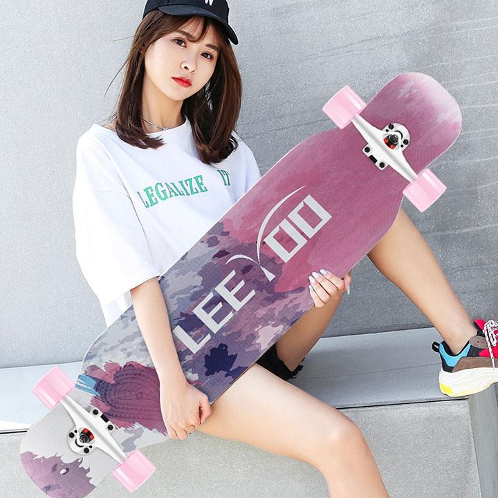 Ván Trượt Dài Mặt Nhám Dance LongBoard Cỡ Lớn cho Nữ, Kích Thước107cm, Gỗ ép 7 Lớp  (Giao Màu Ngẫu Nhiên)