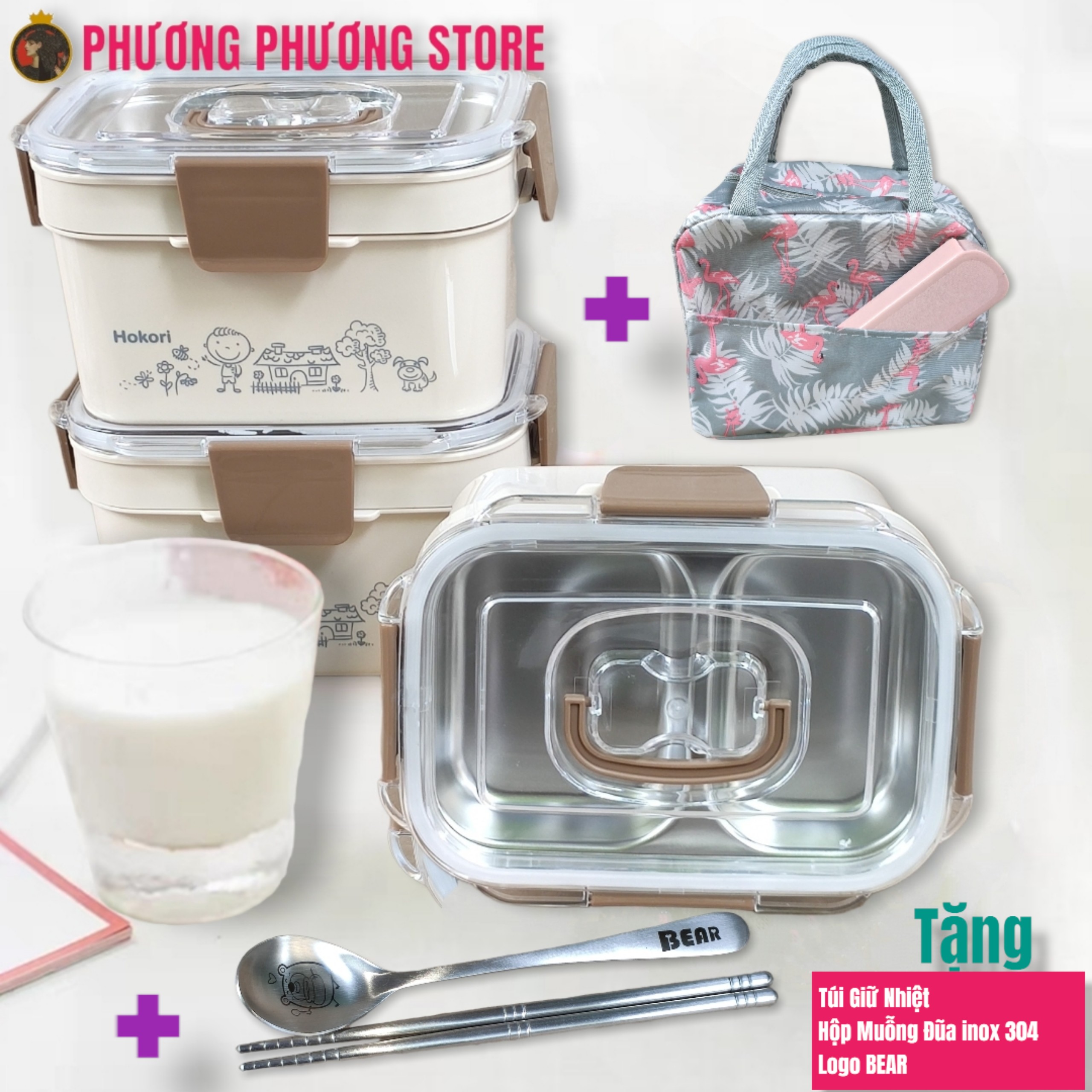 Cặp lồng 2.0L / cà men 2 tầng 4 khay cao cấp xem kỹ mô tả