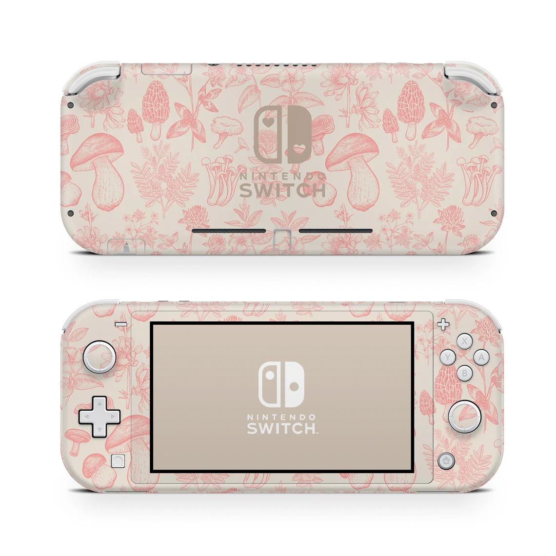 Skin decal dán Nintendo Switch Lite mẫu nấm hồng (dễ dán, đã cắt sẵn)