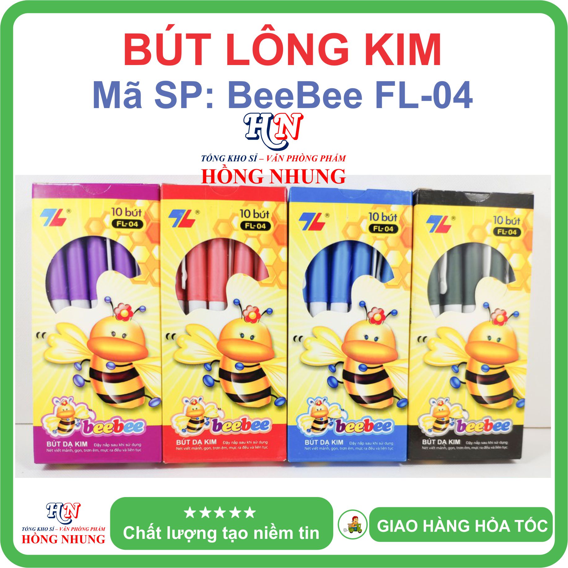 [SÉT] COMBO Hộp 10 Bút lông kim con ong Beebee FL-04, Bút Thiên Long, An Toàn, Không Độc Hại, Kiểu dáng dễ thương