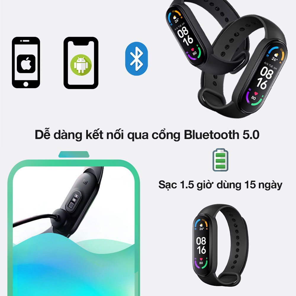 Vòng đeo tay thông minh Xiaomi Mi Band 6 - Hàng Nhập Khẩu
